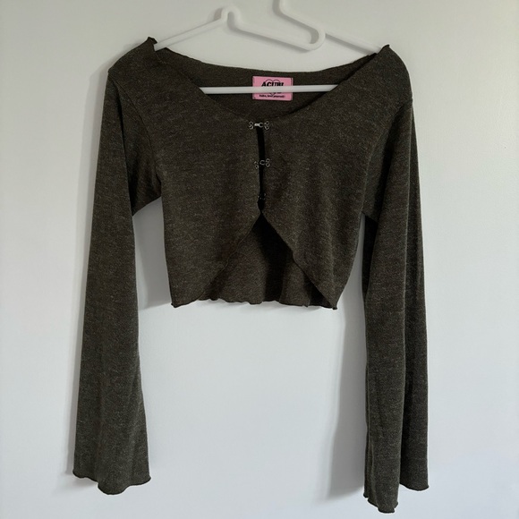 acubi club hook cardigan khaki green - Picture 4 of 7